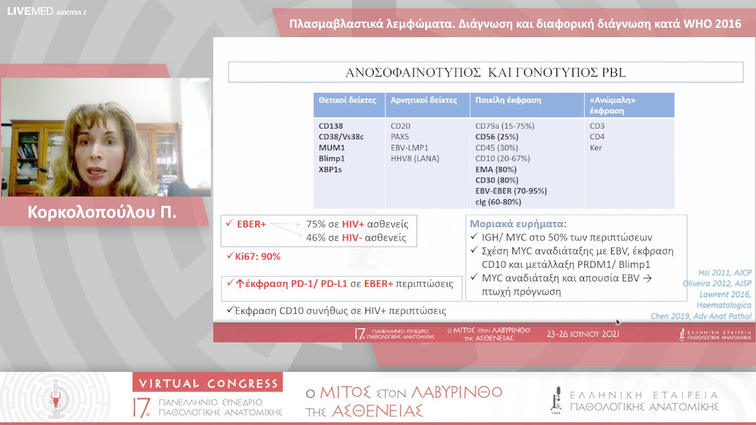 43 Κορκολοπούλου Π. - Πλασμαβλαστικά λεμφώματα. Διάγνωση και διαφoρική διάγνωση κατά WHO 2016