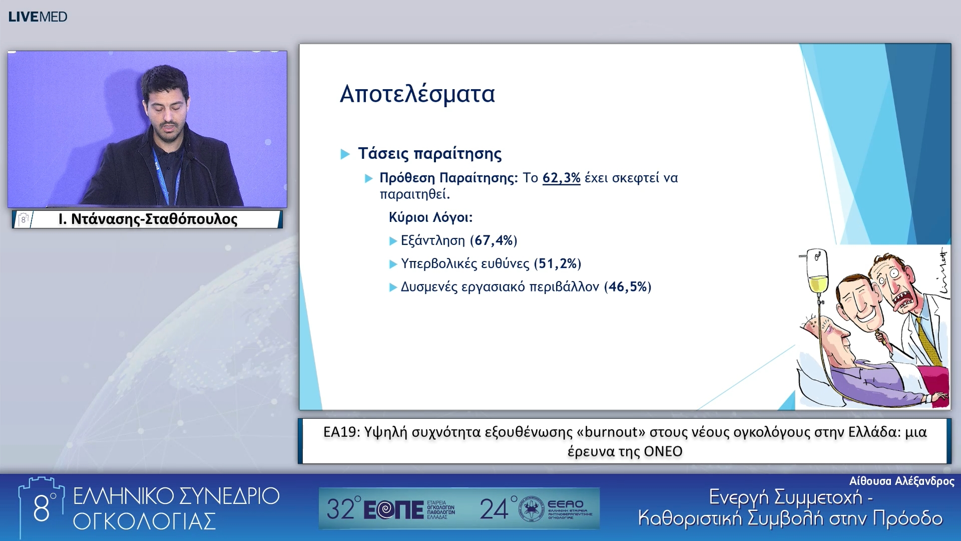 071 Ι. Ντάνασης-Σταθόπουλος - ΕΑ19: Υψηλή συχνότητα εξουθένωσης «burnout» στους νέους ογκολόγους στην Ελλάδα: μια έρευνα της ΟΝΕΟ.