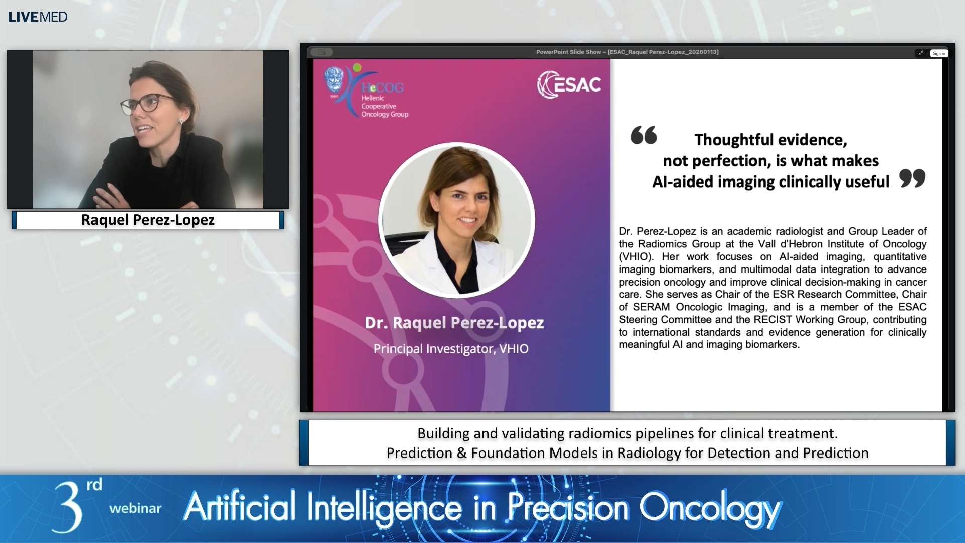 01 Raquel Perez-Lopez - Building and validating radiomics pipelines for clinical treatment. Prediction & Foundation Models in Radiology for Detection and Prediction