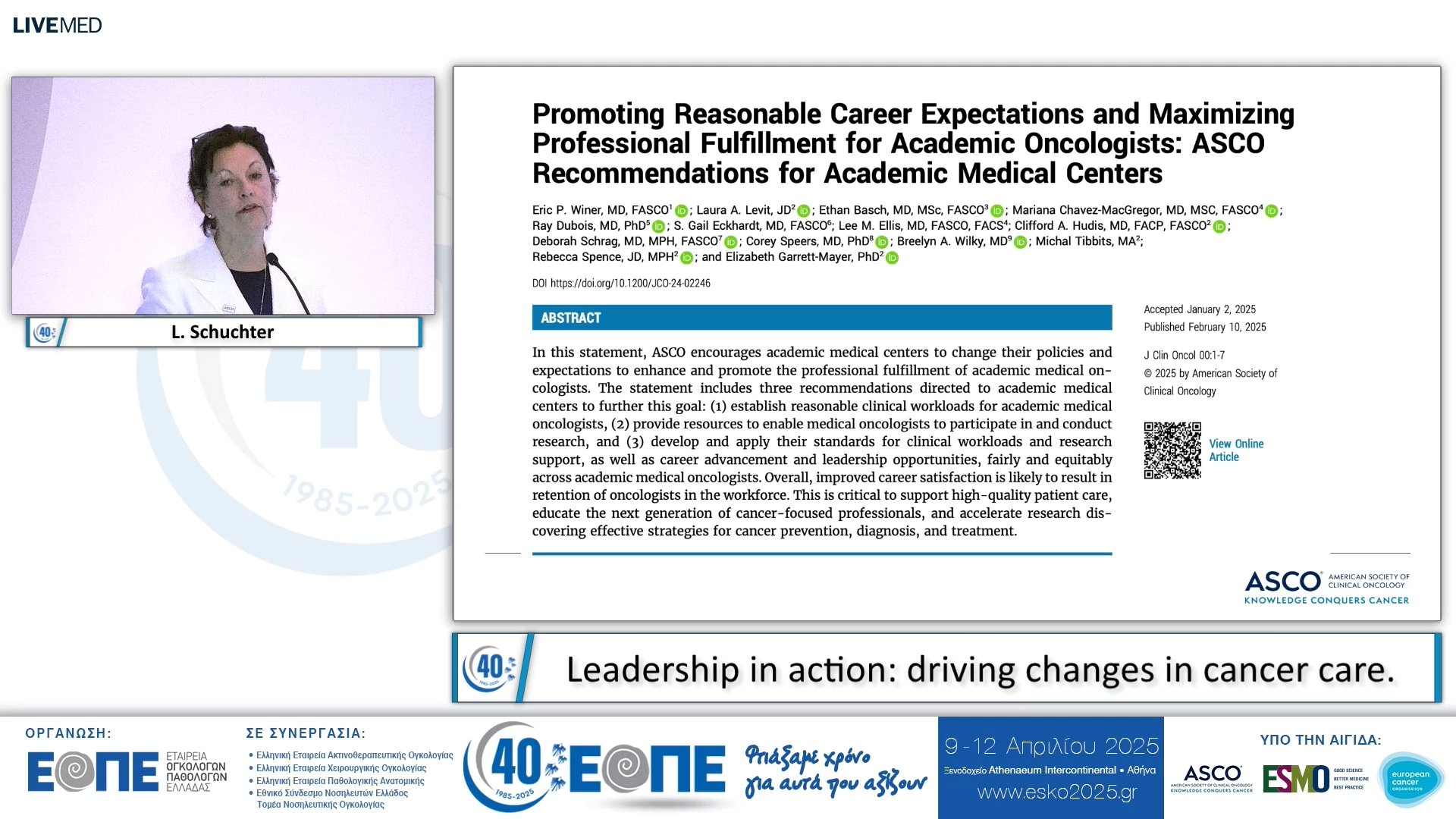 089 L. Schuchter - Leadership in action: driving changes in cancer care