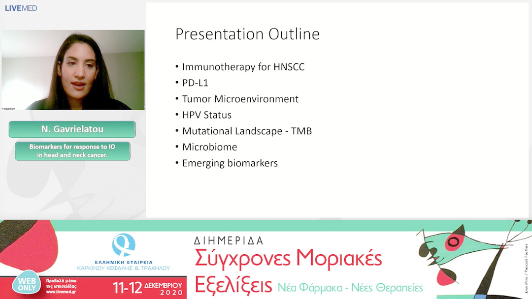 11 N. Gavrielatou - Biomarkers for response to IO in head and neck cancer. 