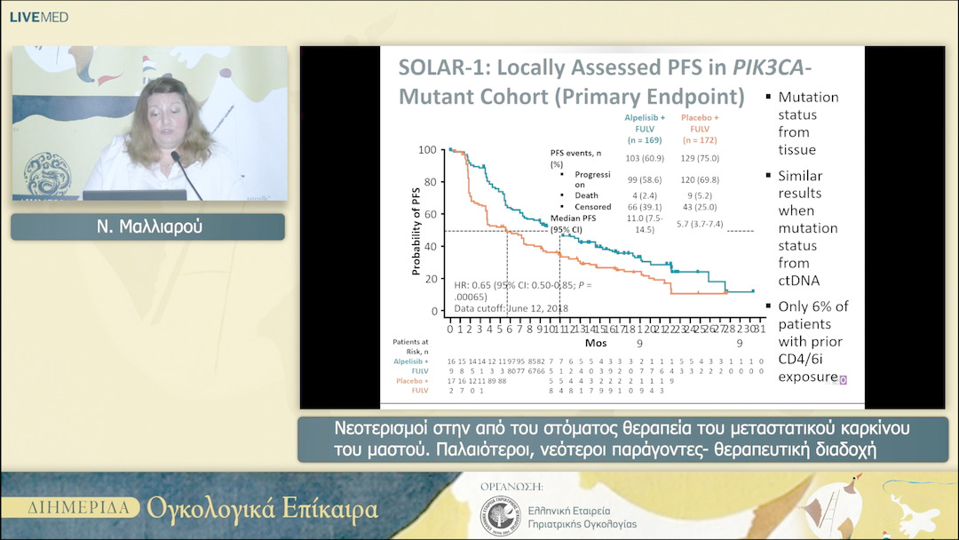 15 Ν. Μαλλιαρού - Νεοτερισμοί στην από του στόματος θεραπεία του μεταστατικού καρκίνου του μαστού. Παλαιότεροι, νεότεροι παράγοντεςθεραπευτική διαδοχή 