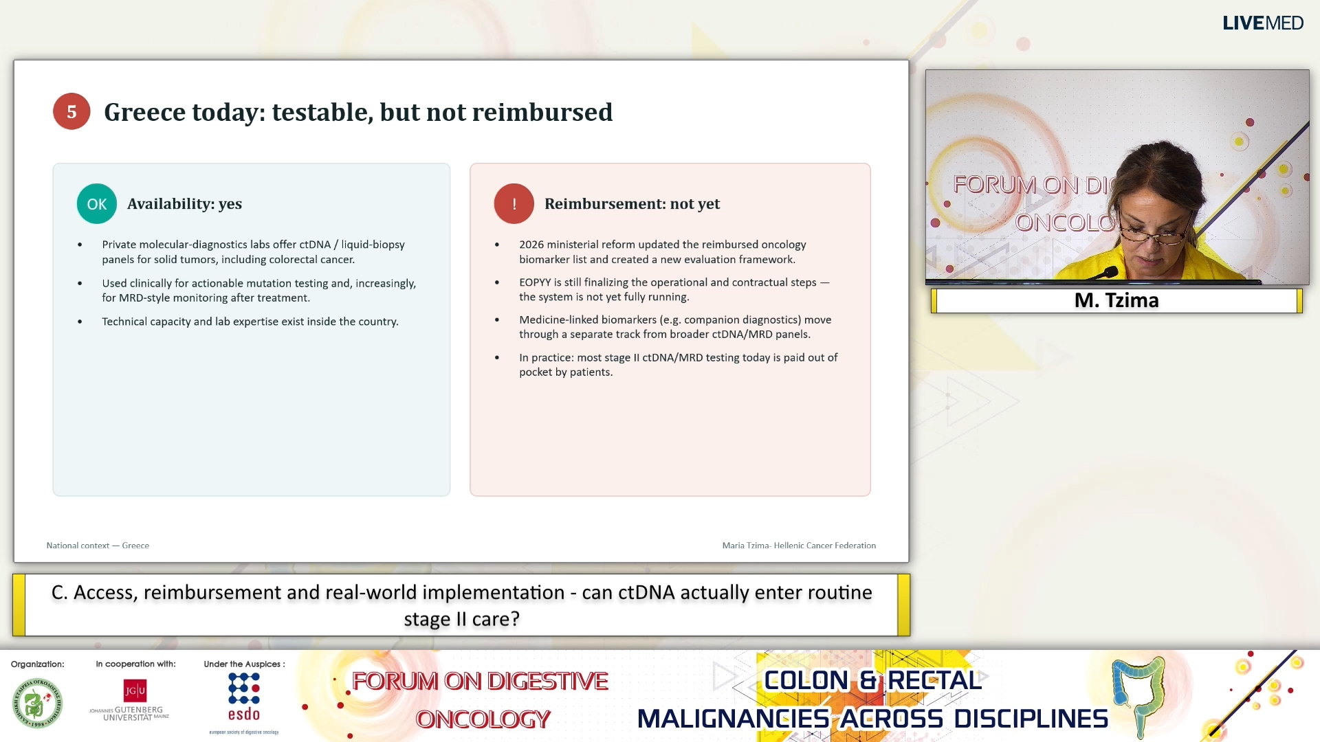 15 M. Tzima - C. Access, reimbursement and real-world implementation - can ctDNA actually enter routine stage II care?