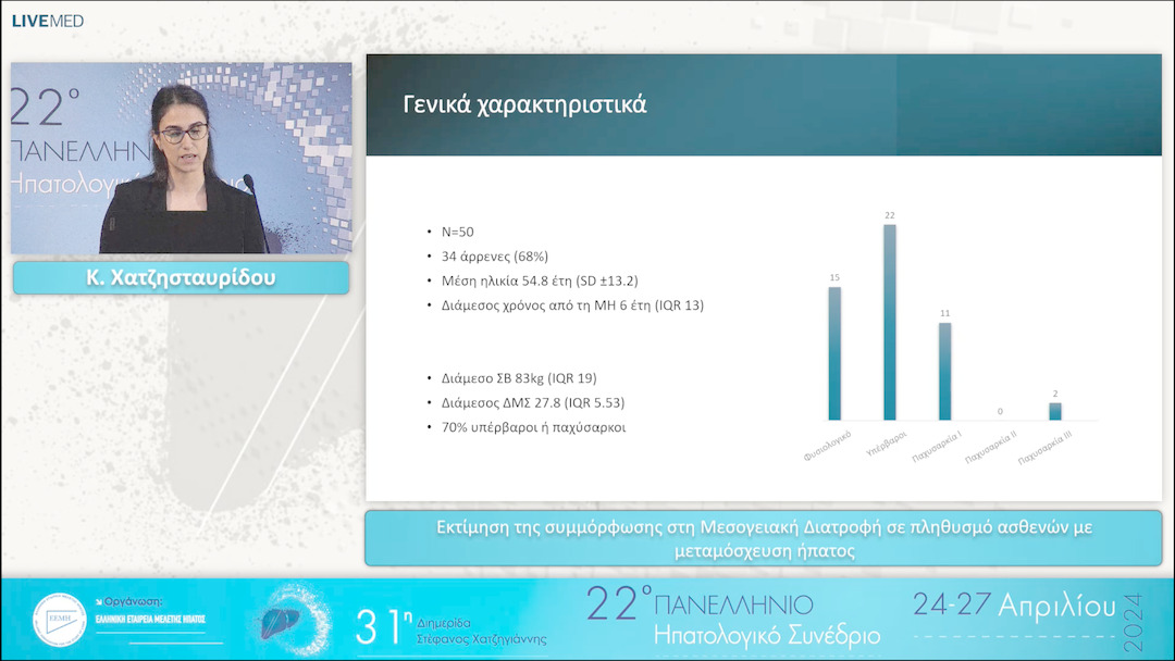 091 Κ. Χατζησταυρίδου - Εκτίμηση της συμμόρφωσης στη Μεσογειακή Διατροφή σε πληθυσμό ασθενών με μεταμόσχευση ήπατος