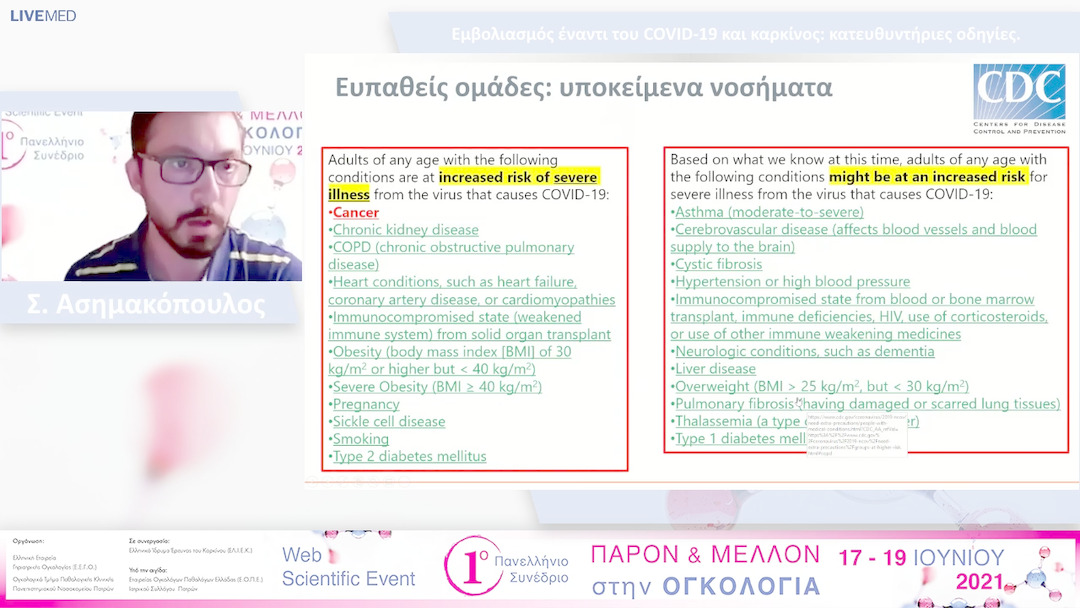 16 Σ. Ασημακόπουλος - Εμβολιασμός έναντι του COVID-19 και καρκίνος: κατευθυντήριες οδηγίες. 
