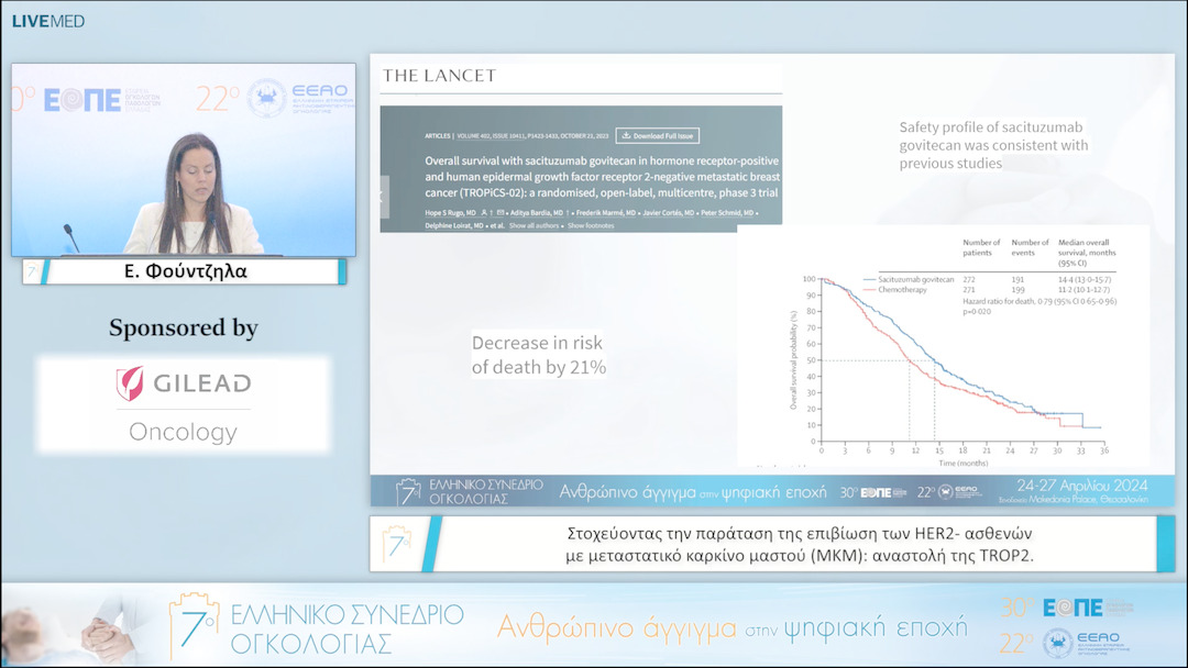 043 Ε. Φούντζηλα - Στοχεύοντας την παράταση της επιβίωση των HER2ασθενών με μεταστατικό καρκίνο μαστού (ΜΚΜ): αναστολή της TROP2. 
