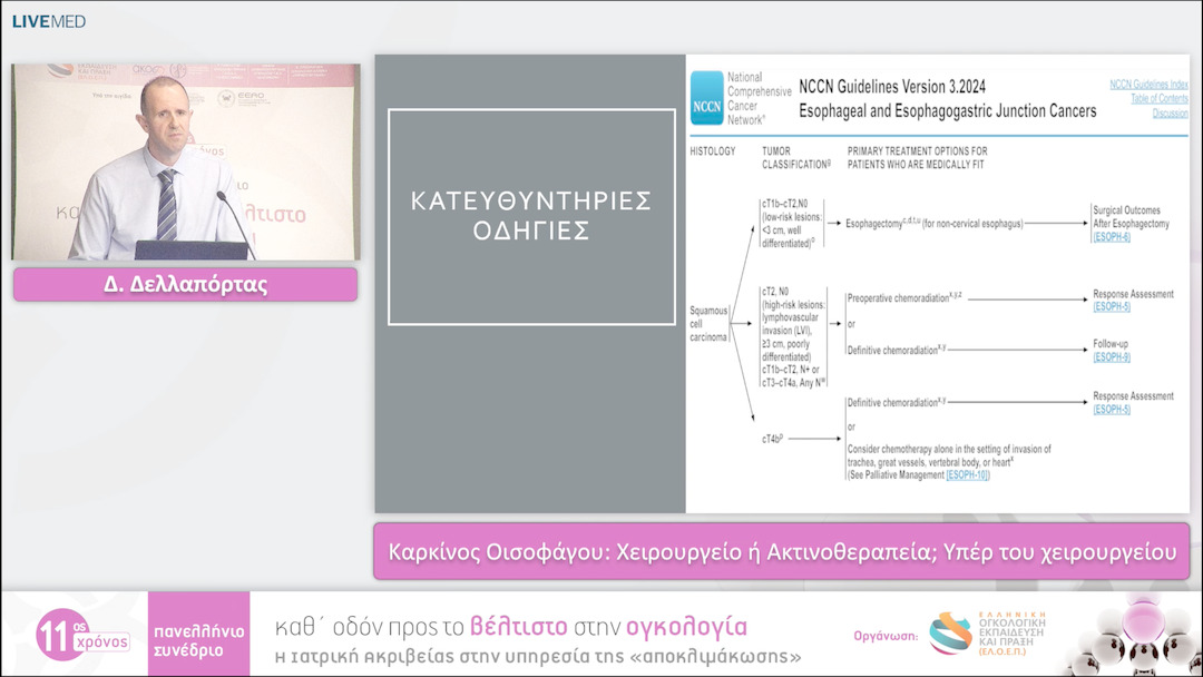 18 Δ. Δελλαπόρτας - Καρκίνος Οισοφάγου: Χειρουργείο ή Ακτινοθεραπεία; Υπέρ του χειρουργείου 