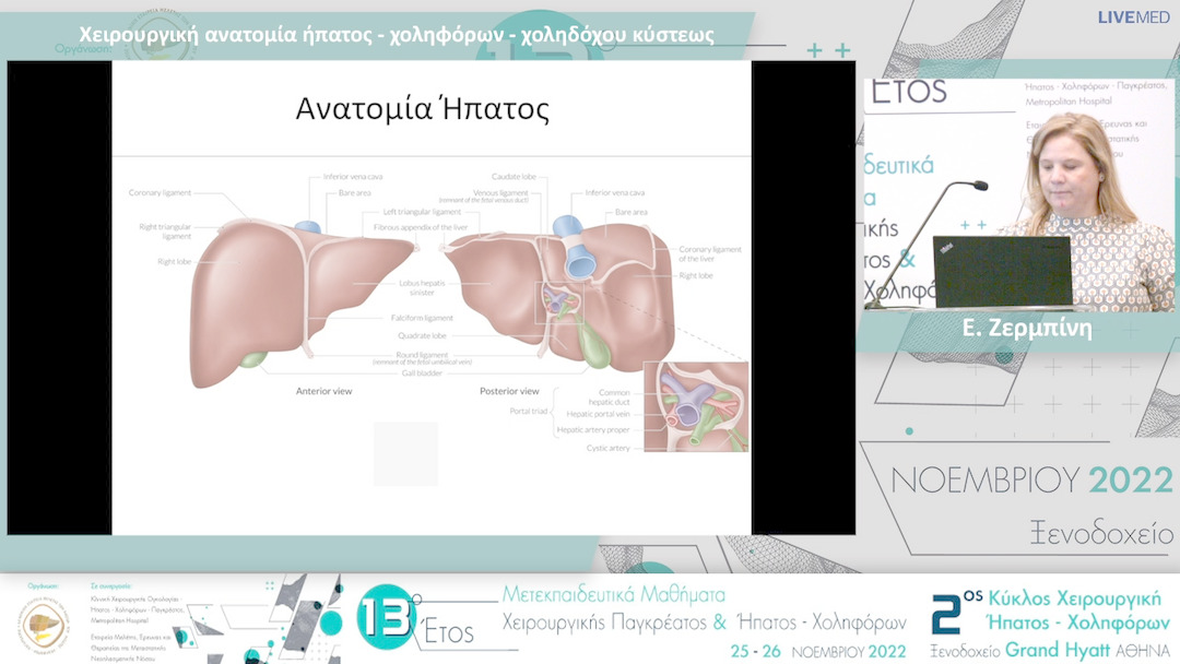 01 Ε. Ζερμπίνη - Χειρουργική ανατομία ήπατος - χοληφόρων - χοληδόχου κύστεως