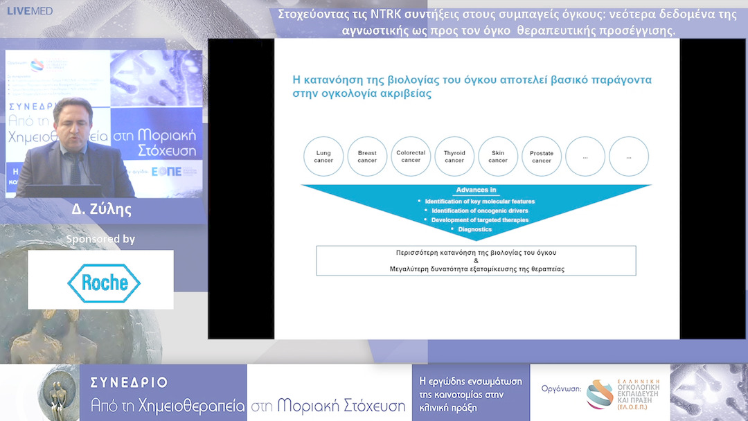 12 Δ. Ζύλης - Στοχεύοντας τις NTRK συντήξεις στους συμπαγείς όγκους: νεότερα δεδομένα της αγνωστικής ως προς τον όγκο θεραπευτικής προσέγγισης.