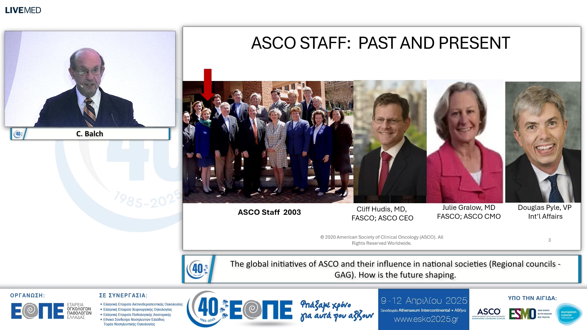 086 C. Balch - The global initiatives of ASCO and their influence in national societies (Regional councils - GAG). Ηow is the future shaping. 