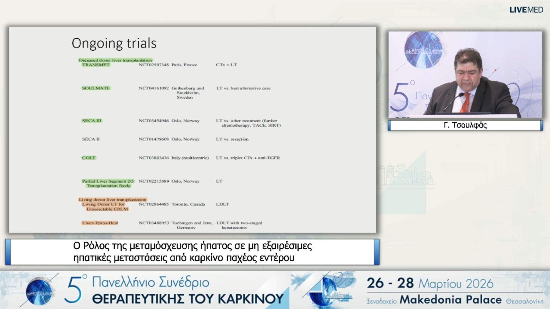 30 Γ. Τσουλφάς - O Ρόλος της μεταμόσχευσης ήπατος σε μη εξαιρέσιμες ηπατικές μεταστάσεις από καρκίνο παχέος εντέρου