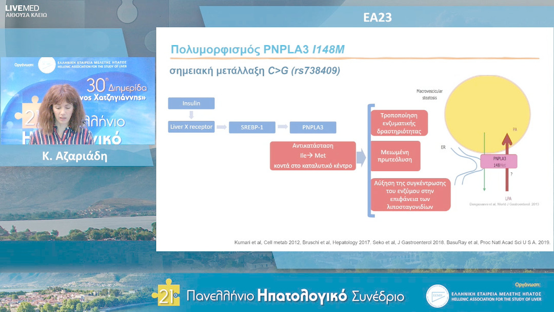 10 Κ. Αζαριάδη- ΕΑ23: Η σημασία του γενετικού πολυμορφισμού PATATIN-LIKE PHOSPHOLIPASE DOMAIN-CONTAINING PROTEIN-3 (PNPLA3) I148M σε ασθενείς με αυτοάνοση ηπατίτιδα.